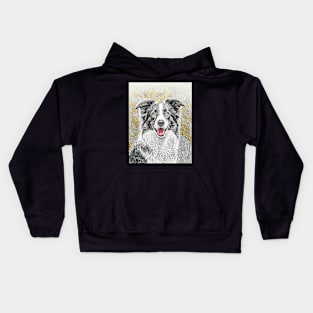 Dog Portrait - Border Collie Kids Hoodie